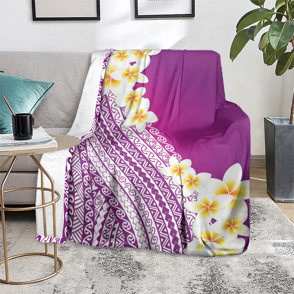 Tahiti Plumeria Tribal Pattern Blanket Wave Style Purple LT05 - Polynesian Pride