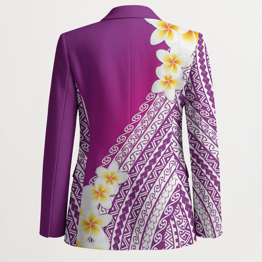 Tahiti Plumeria Tribal Pattern Blazer Wave Style Purple LT05 - Polynesian Pride