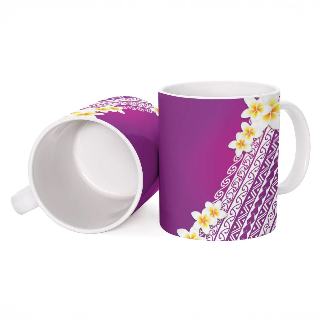 Tahiti Plumeria Tribal Pattern Ceramic Mug Wave Style Purple LT05 - Polynesian Pride