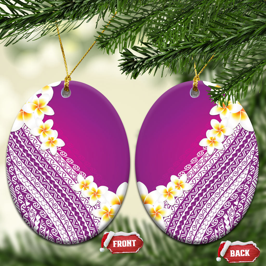 Tahiti Plumeria Tribal Pattern Ceramic Ornament Wave Style Purple