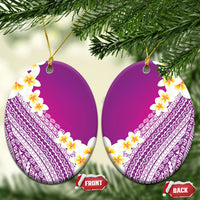 Tahiti Plumeria Tribal Pattern Ceramic Ornament Wave Style Purple