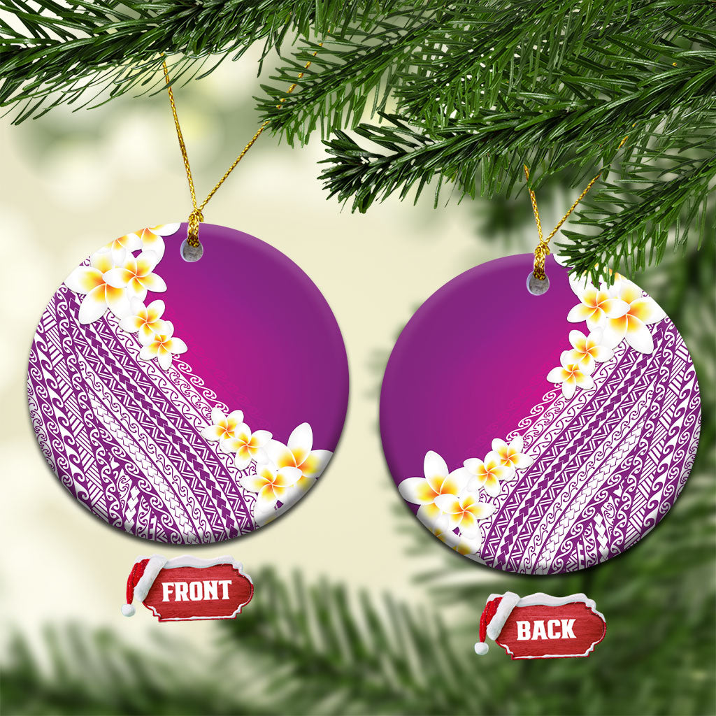 Tahiti Plumeria Tribal Pattern Ceramic Ornament Wave Style Purple