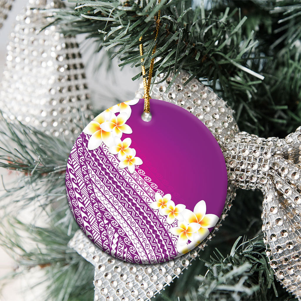 Tahiti Plumeria Tribal Pattern Ceramic Ornament Wave Style Purple
