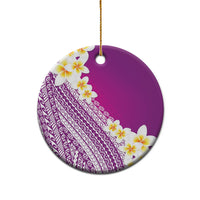 Tahiti Plumeria Tribal Pattern Ceramic Ornament Wave Style Purple