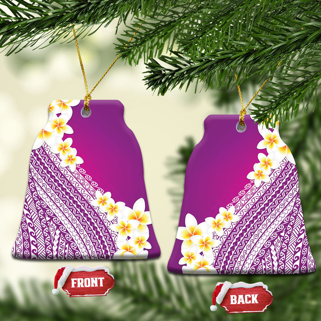 Tahiti Plumeria Tribal Pattern Ceramic Ornament Wave Style Purple