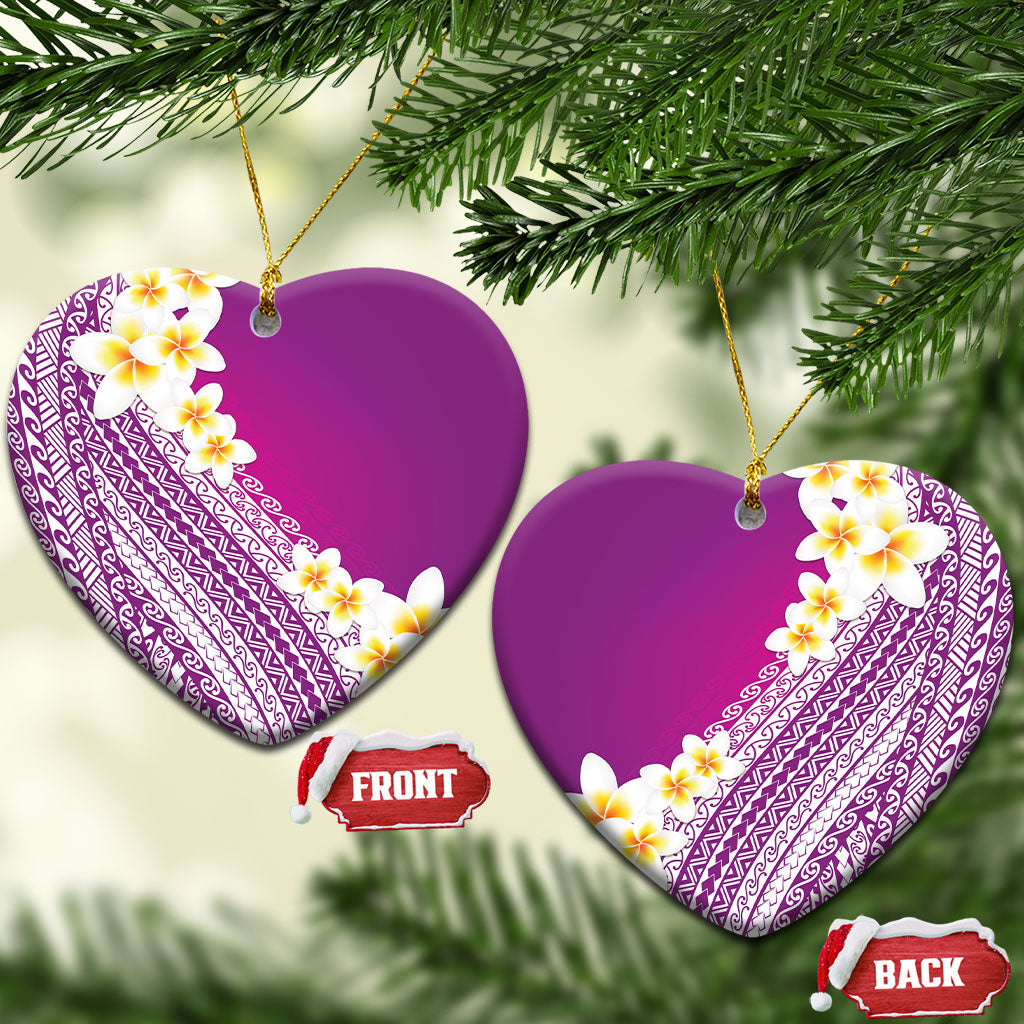 Tahiti Plumeria Tribal Pattern Ceramic Ornament Wave Style Purple