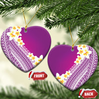 Tahiti Plumeria Tribal Pattern Ceramic Ornament Wave Style Purple