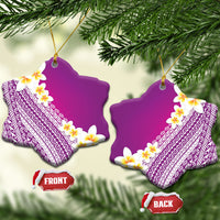 Tahiti Plumeria Tribal Pattern Ceramic Ornament Wave Style Purple