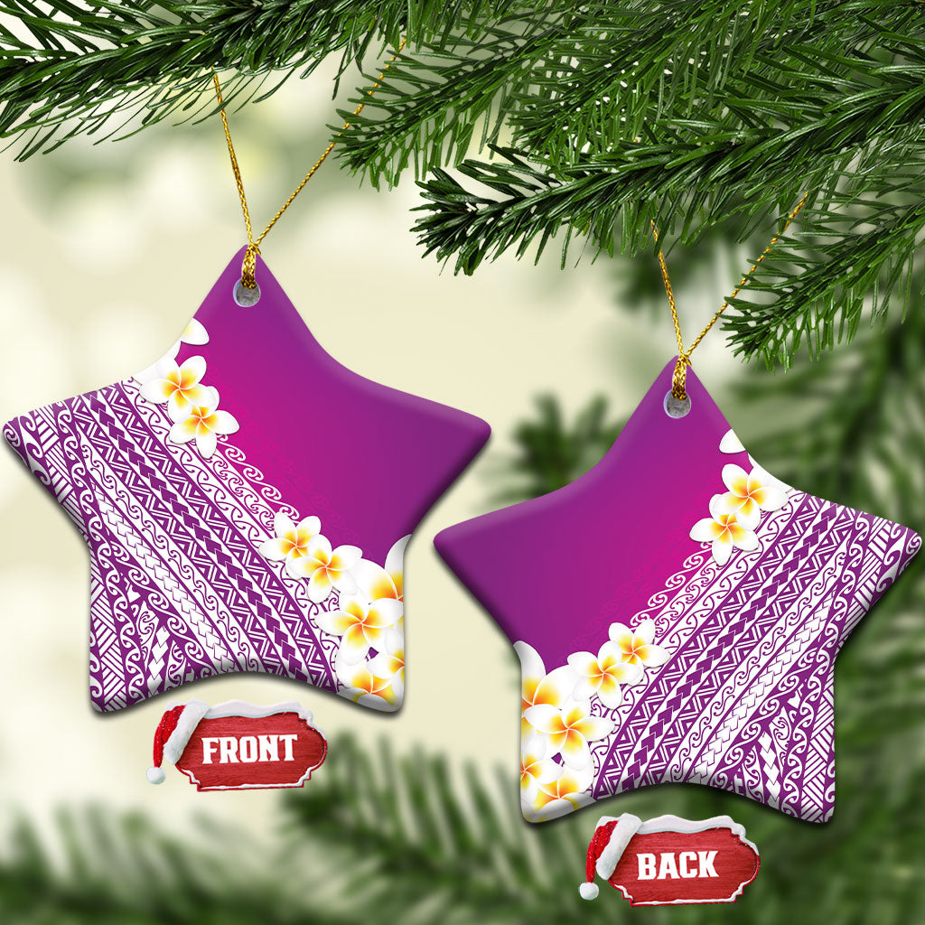 Tahiti Plumeria Tribal Pattern Ceramic Ornament Wave Style Purple