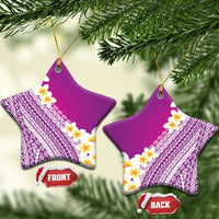 Tahiti Plumeria Tribal Pattern Ceramic Ornament Wave Style Purple