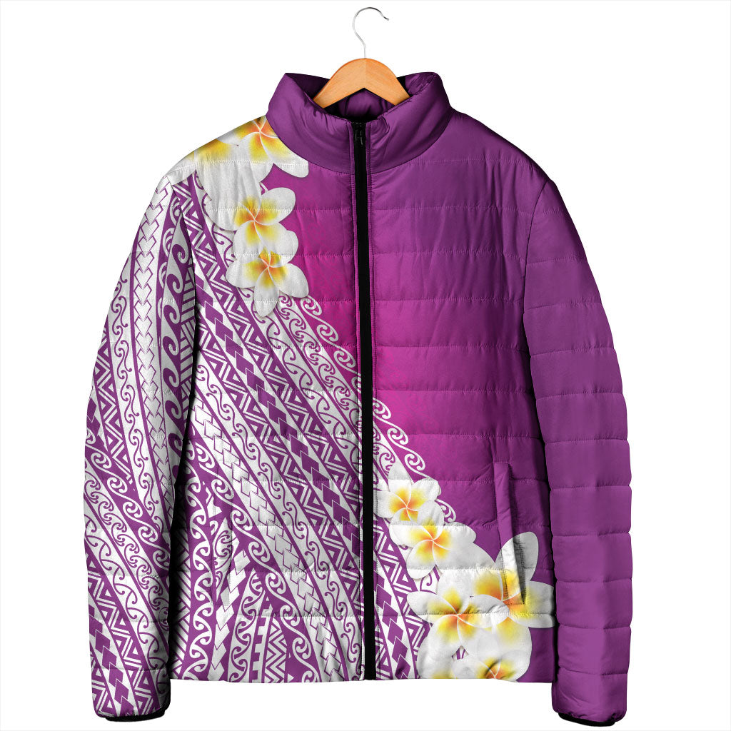 Tahiti Plumeria Tribal Pattern Padded Jacket Wave Style Purple LT05 - Polynesian Pride