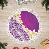 Tahiti Plumeria Tribal Pattern Tree Skirt Wave Style Purple