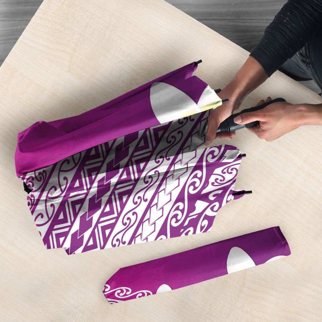 Tahiti Plumeria Tribal Pattern Umbrella Wave Style Purple