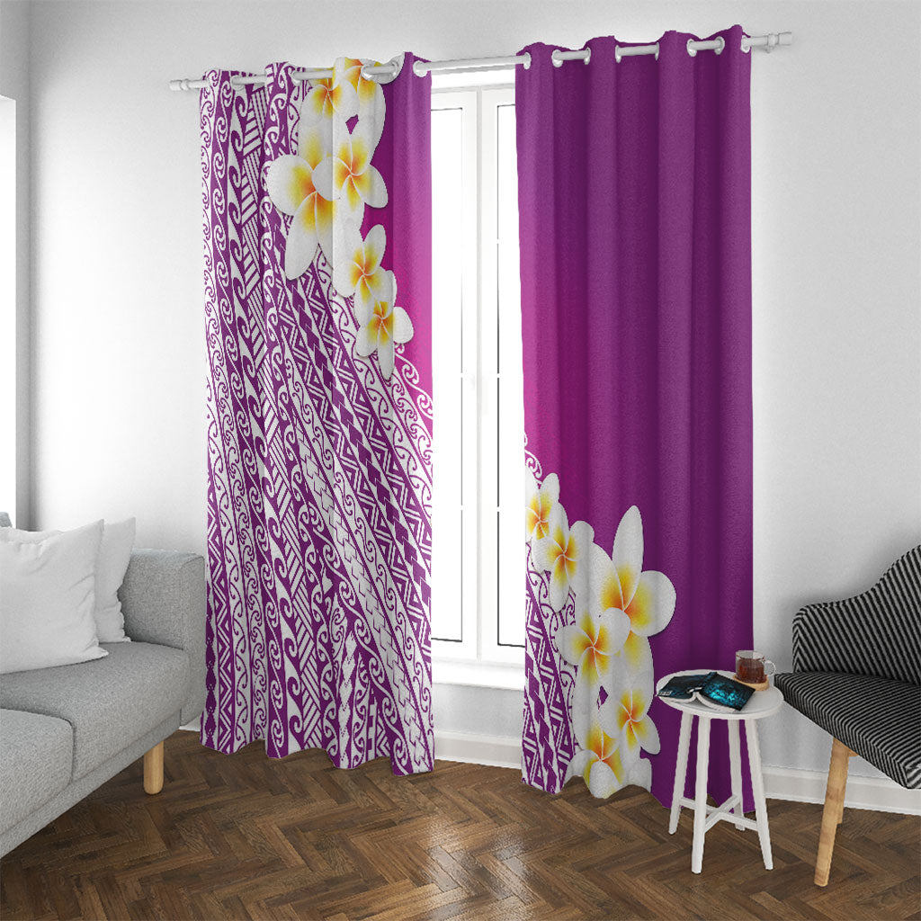 Tahiti Plumeria Tribal Pattern Window Curtain Wave Style Purple LT05 With Grommets Purple - Polynesian Pride