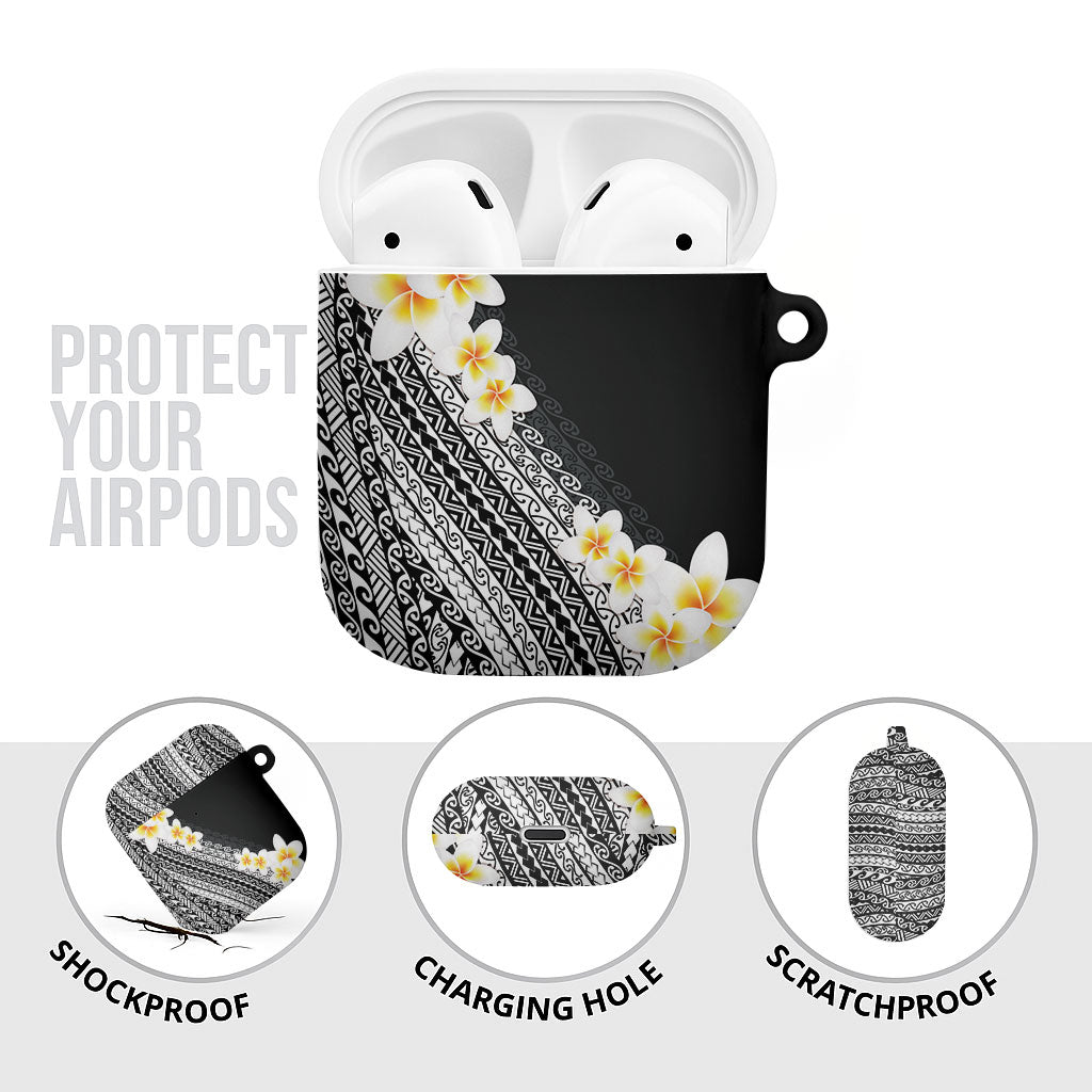 Tahiti Plumeria Tribal Pattern AirPods Case Wave Style Black LT05 - Polynesian Pride