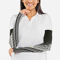 Tahiti Plumeria Tribal Pattern Arm Sleeves Wave Style Black LT05 - Polynesian Pride