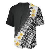 Tahiti Plumeria Tribal Pattern Baseball Jersey Wave Style Black LT05 - Polynesian Pride