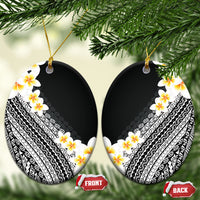 Tahiti Plumeria Tribal Pattern Ceramic Ornament Wave Style Black