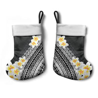 Tahiti Plumeria Tribal Pattern Christmas Stocking Wave Style Black