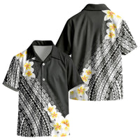 Tahiti Plumeria Tribal Pattern Kid Hawaiian Shirt Wave Style Black LT05 - Polynesian Pride