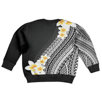 Tahiti Plumeria Tribal Pattern Kid Ugly Christmas Sweater Wave Style Black LT05 - Polynesian Pride