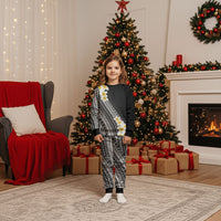 Tahiti Plumeria Tribal Pattern Christmas Pajama Set Wave Style Black