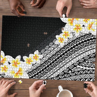 Tahiti Plumeria Tribal Pattern Puzzle Wave Style Black LT05 - Polynesian Pride