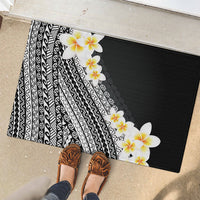 Tahiti Plumeria Tribal Pattern Rubber Doormat Wave Style Black LT05 - Polynesian Pride