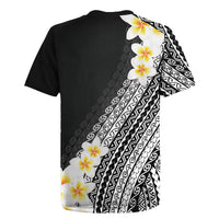 Tahiti Plumeria Tribal Pattern Rugby Jersey Wave Style Black LT05 - Polynesian Pride