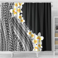 Tahiti Plumeria Tribal Pattern Shower Curtain Wave Style Black LT05 - Polynesian Pride