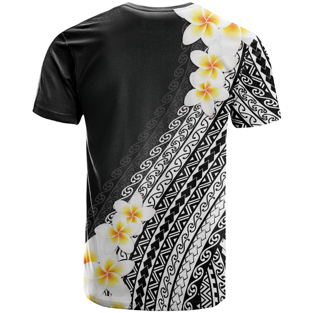 Tahiti Plumeria Tribal Pattern T Shirt Wave Style Black LT05 - Polynesian Pride