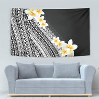 Tahiti Plumeria Tribal Pattern Tapestry Wave Style Black LT05 - Polynesian Pride