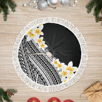 Tahiti Plumeria Tribal Pattern Tree Skirt Wave Style Black