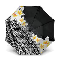 Tahiti Plumeria Tribal Pattern Umbrella Wave Style Black LT05 One Size Folded 11.42 inch Opened Diameter 37.4 inch Black - Polynesian Pride
