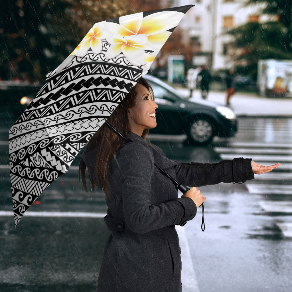 Tahiti Plumeria Tribal Pattern Umbrella Wave Style Black LT05 - Polynesian Pride