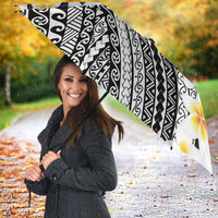 Tahiti Plumeria Tribal Pattern Umbrella Wave Style Black LT05 - Polynesian Pride