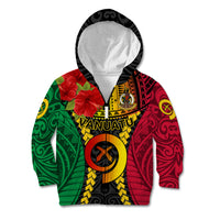 Vanuatu Kid Hoodie Vanuatuan Coat Of Arms Mix Pig Tusk Poynesian Pattern LT05 Zip Hoodie Reggae - Polynesian Pride