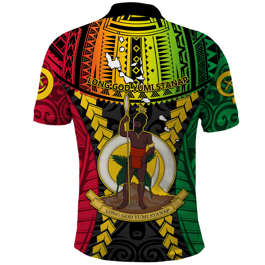 Vanuatu Polo Shirt Vanuatuan Coat Of Arms Mix Pig Tusk Poynesian Pattern LT05 - Polynesian Pride