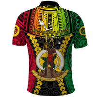 Vanuatu Polo Shirt Vanuatuan Coat Of Arms Mix Pig Tusk Poynesian Pattern LT05 - Polynesian Pride