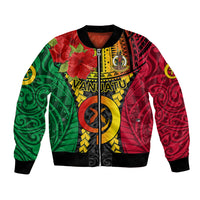 Personalized Vanuatu Bomber Jacket Vanuatuan Coat Of Arms Mix Pig Tusk Poynesian Pattern LT05 Unisex Reggae - Polynesian Pride