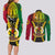 Personalized Vanuatu Couples Matching Long Sleeve Bodycon Dress and Long Sleeve Button Shirts Vanuatuan Coat Of Arms Mix Pig Tusk Poynesian Pattern LT05 - Polynesian Pride