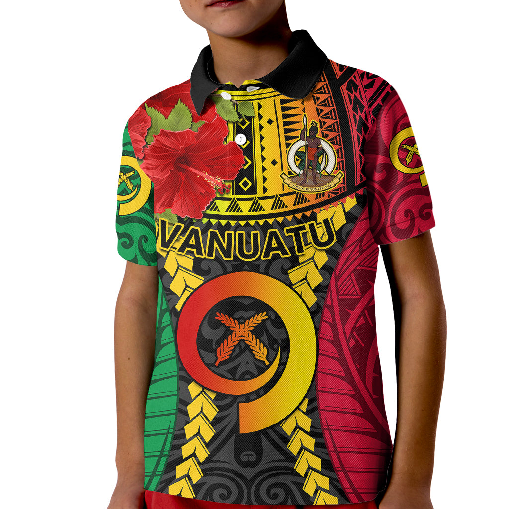 Personalized Vanuatu Kid Polo Shirt Vanuatuan Coat Of Arms Mix Pig Tusk Poynesian Pattern LT05 Kid Reggae - Polynesian Pride