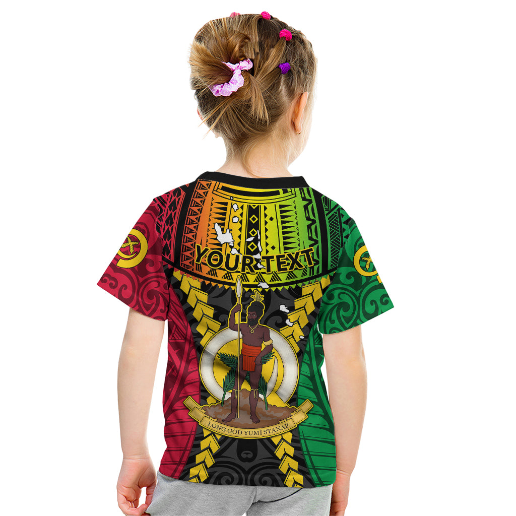 Personalized Vanuatu Kid T Shirt Vanuatuan Coat Of Arms Mix Pig Tusk Poynesian Pattern LT05 - Polynesian Pride