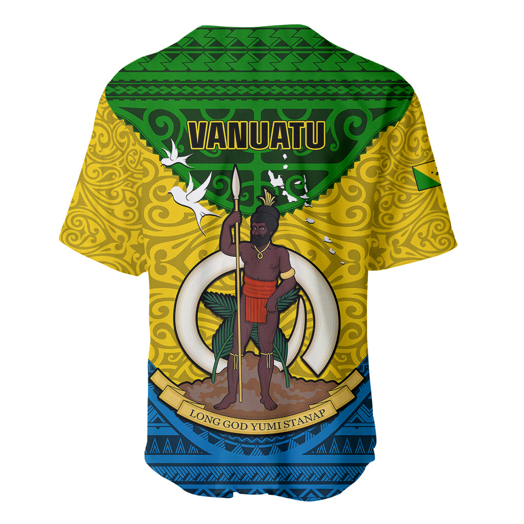 Vanuatu Malampa Province Baseball Jersey Coat Of Arms And Namele Fern Polynesian Pattern LT05 - Polynesian Pride