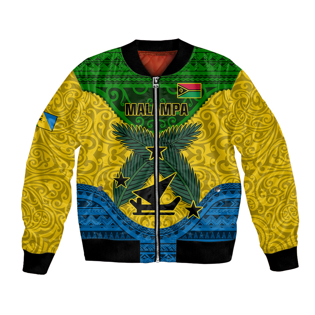 Vanuatu Malampa Province Bomber Jacket Coat Of Arms And Namele Fern Polynesian Pattern LT05 Unisex Yellow - Polynesian Pride