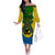 Vanuatu Malampa Province Off The Shoulder Long Sleeve Dress Coat Of Arms And Namele Fern Polynesian Pattern LT05 Women Yellow - Polynesian Pride