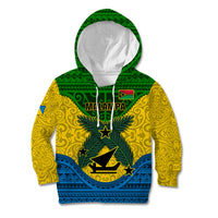 Personalized Vanuatu Malampa Province Kid Hoodie Coat Of Arms And Namele Fern Polynesian Pattern LT05 Hoodie Yellow - Polynesian Pride