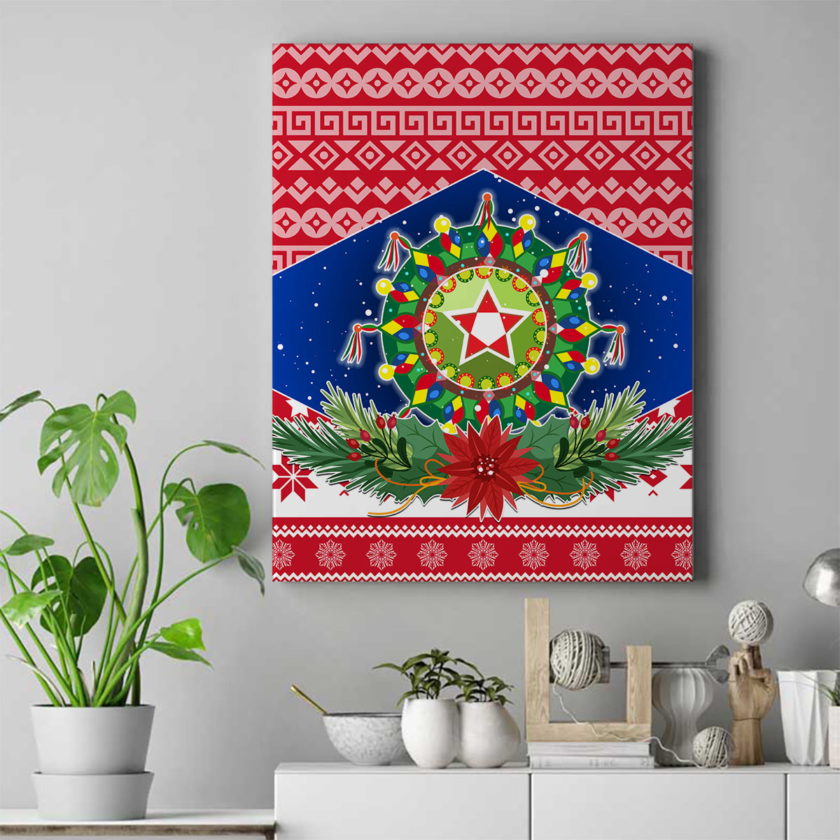 Philippines Christmas Canvas Wall Art Filipino Parol Maligayang Pasko LT05 Red - Polynesian Pride