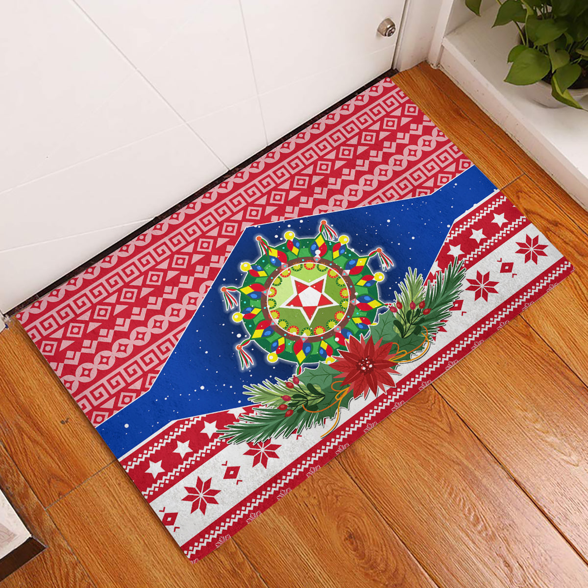 Philippines Christmas Rubber Doormat Filipino Parol Maligayang Pasko LT05 Red - Polynesian Pride