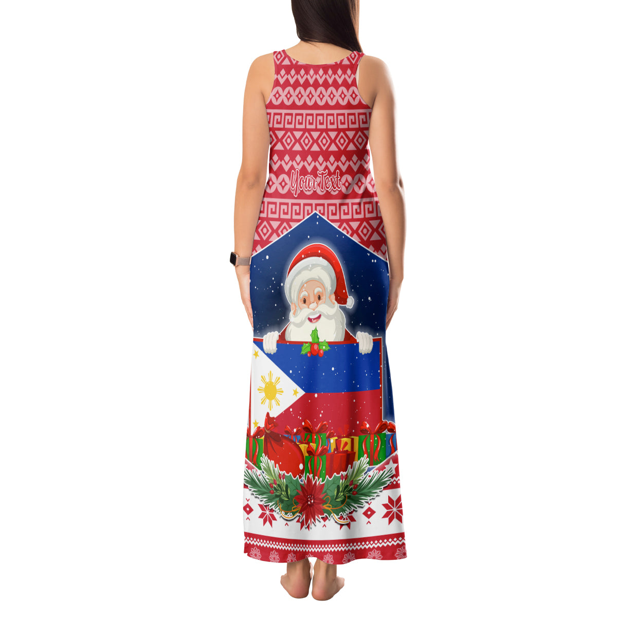 Personalised Philippines Christmas Tank Maxi Dress Filipino Parol Maligayang Pasko LT05 - Polynesian Pride
